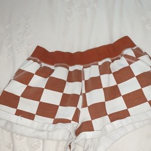 orange checkered urban shorts